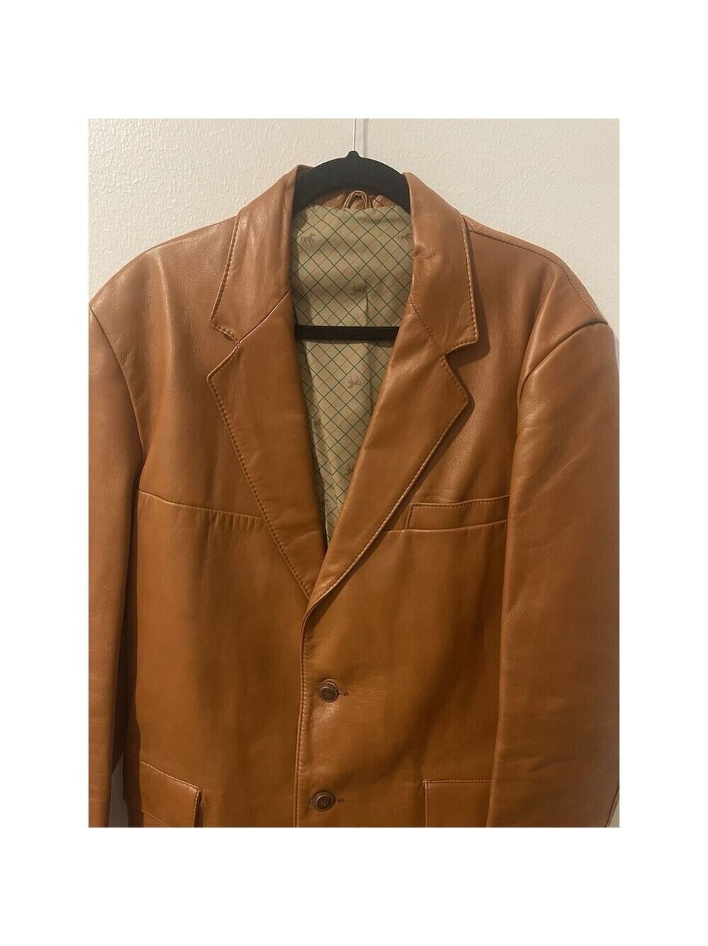 Vintage Clipper Mist Londontown Men's Brown Geniune Leather Blazer Size 42 Tall
